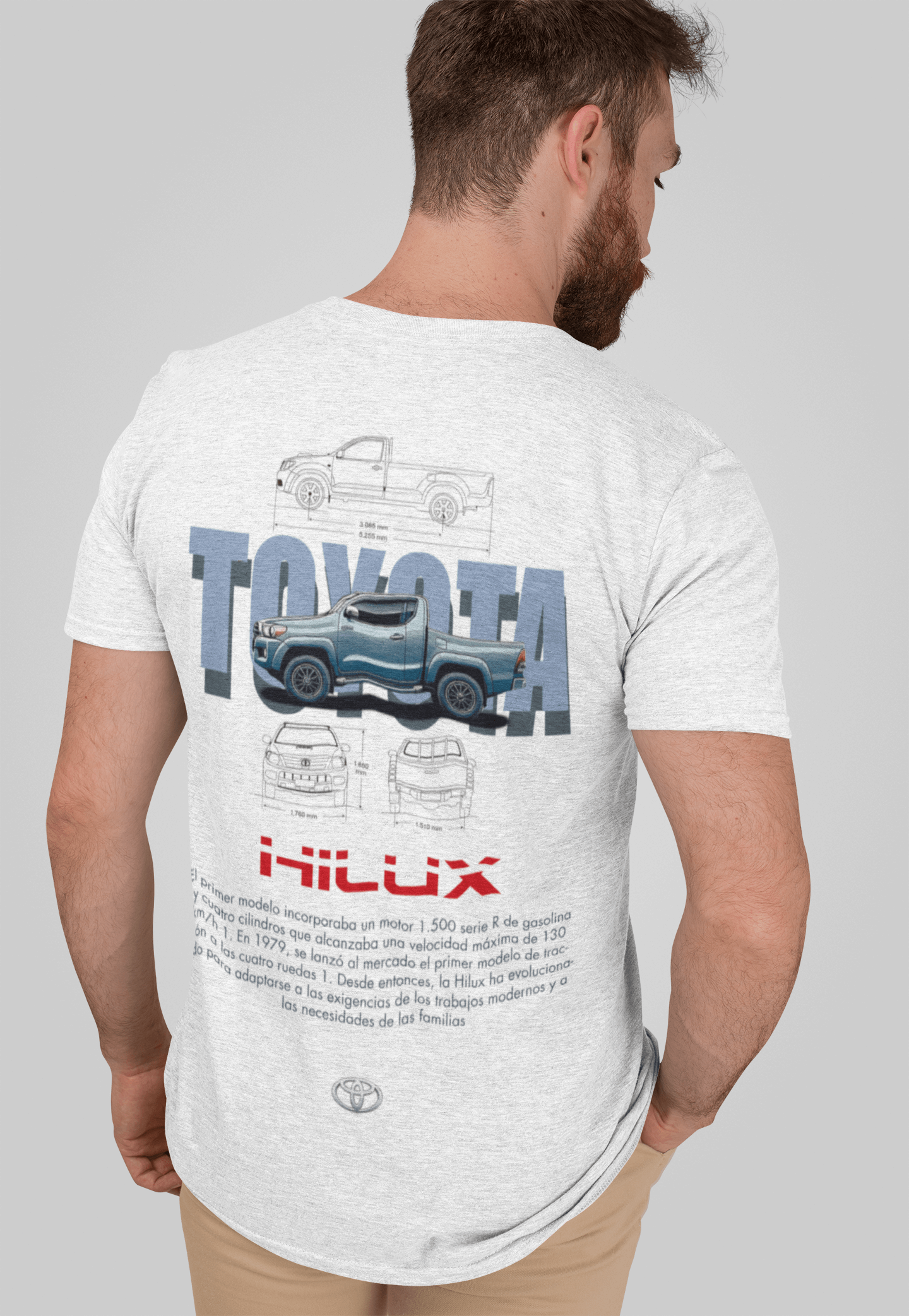 Toyota Hilux Pickup Graphic T-Shirt — Blueprint Back Print