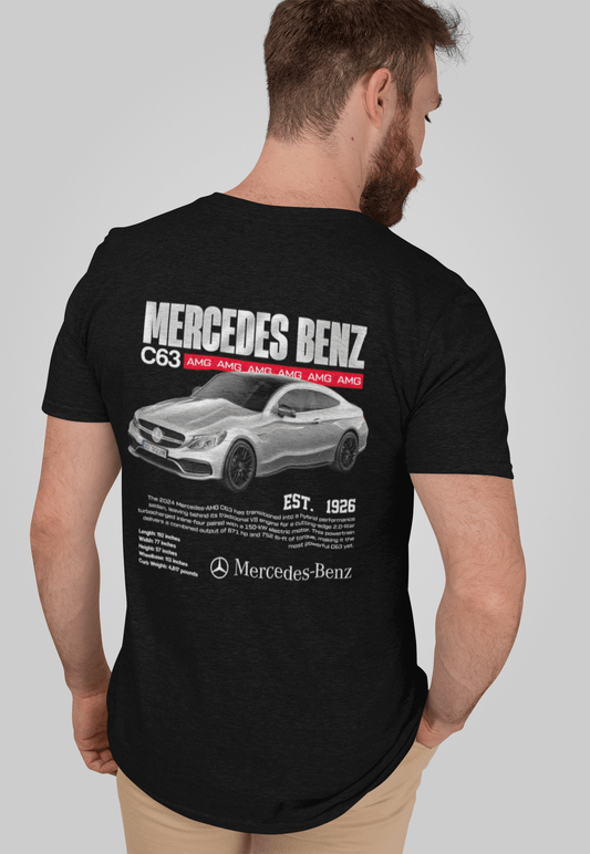Mercedes-Benz C63 Graphic T-Shirt — Photo & Line Sketch