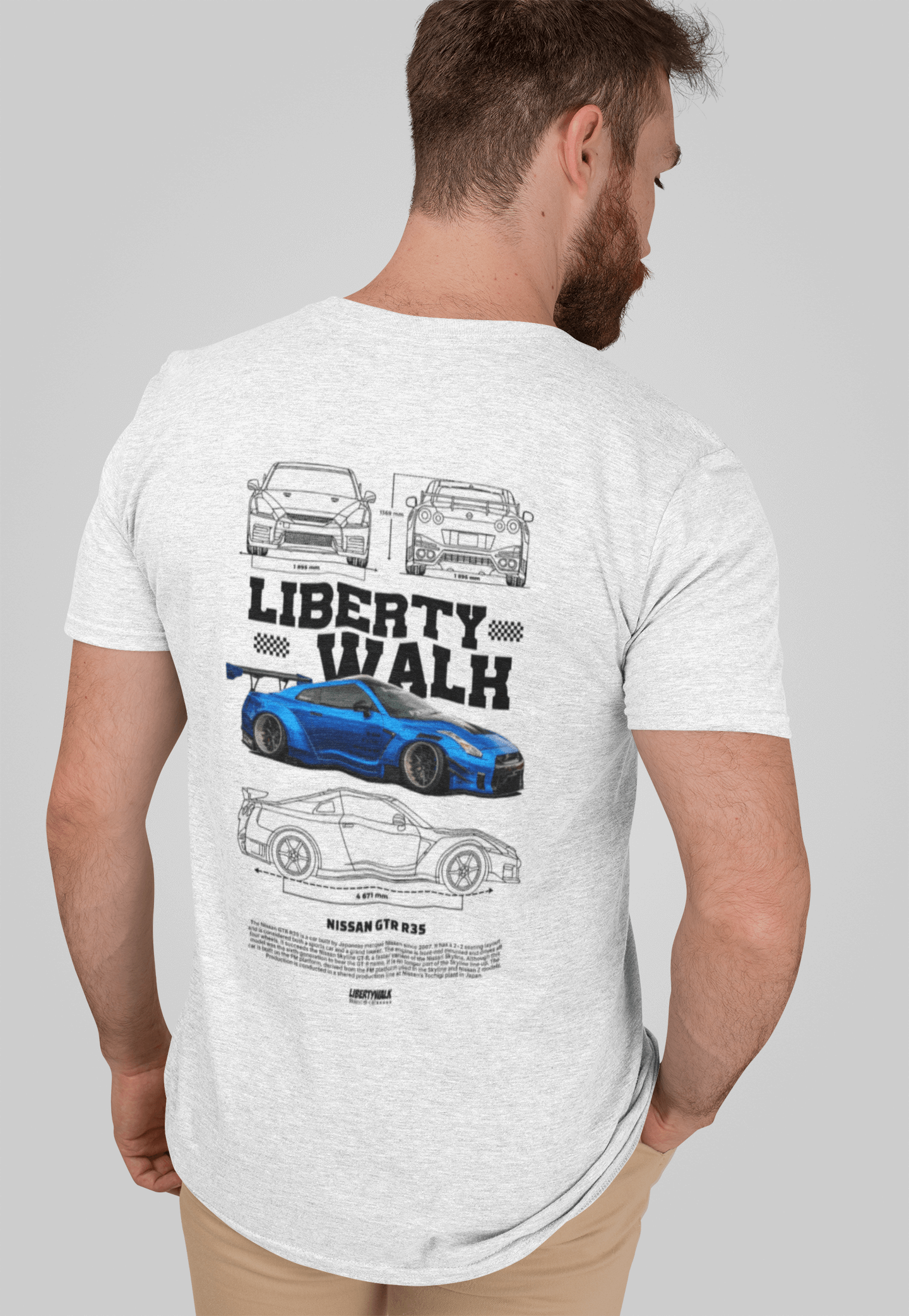 Nissan GT-R R35 Liberty Walk Graphic T-Shirt — Blueprint Widebody JDM Style