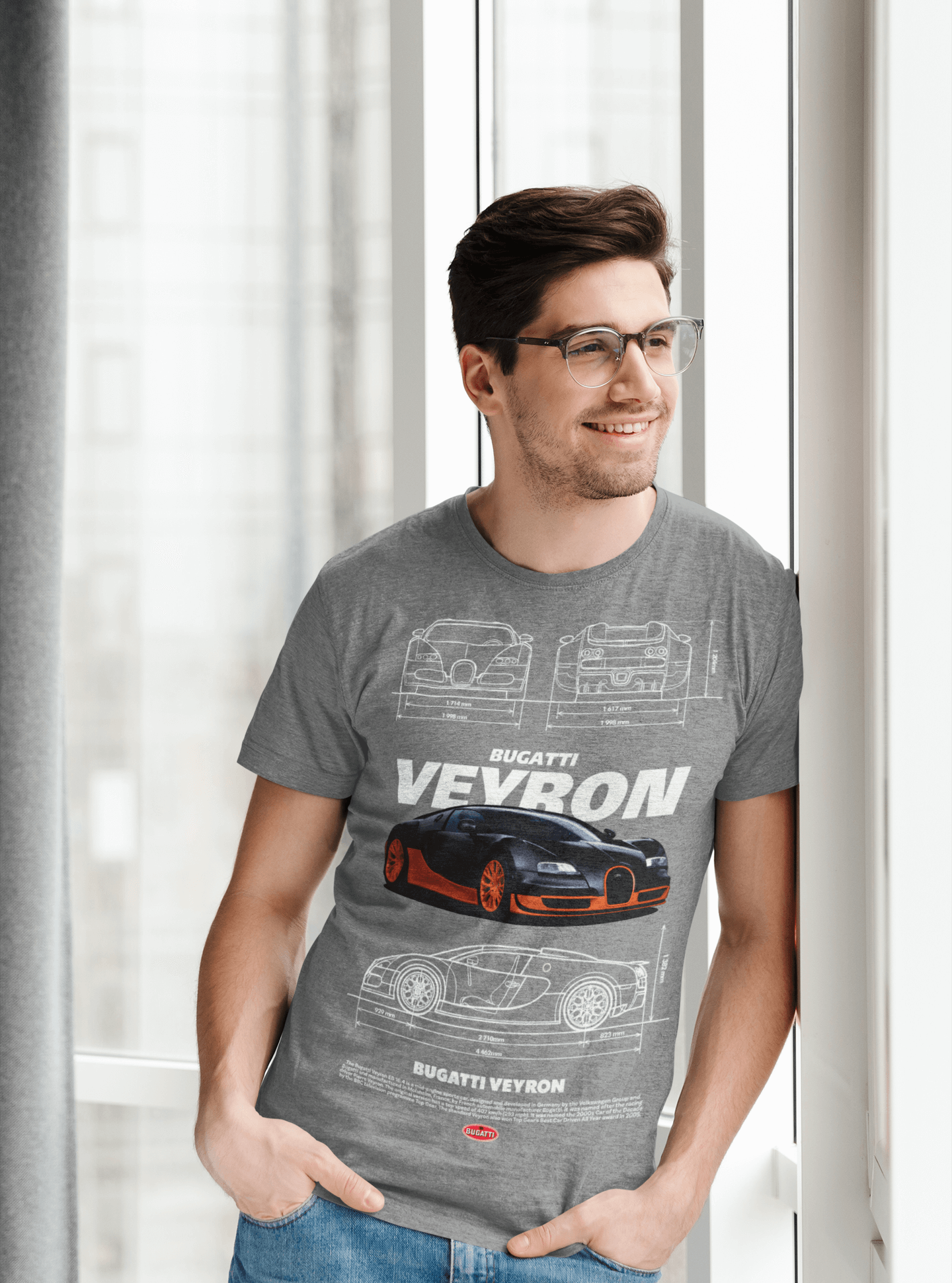 Bugatti Veyron Custom Graphic Tee - Personalized Hypercar Technical Blueprint Shirt