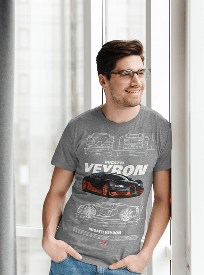 Bugatti Veyron Custom Graphic Tee - Personalized Hypercar Technical Blueprint Shirt