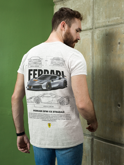 Ferrari SF90 XX Stradale Graphic T-Shirt — Photo & Line Sketch