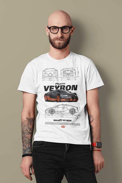 Bugatti Veyron Custom Graphic Tee - Personalized Hypercar Technical Blueprint Shirt
