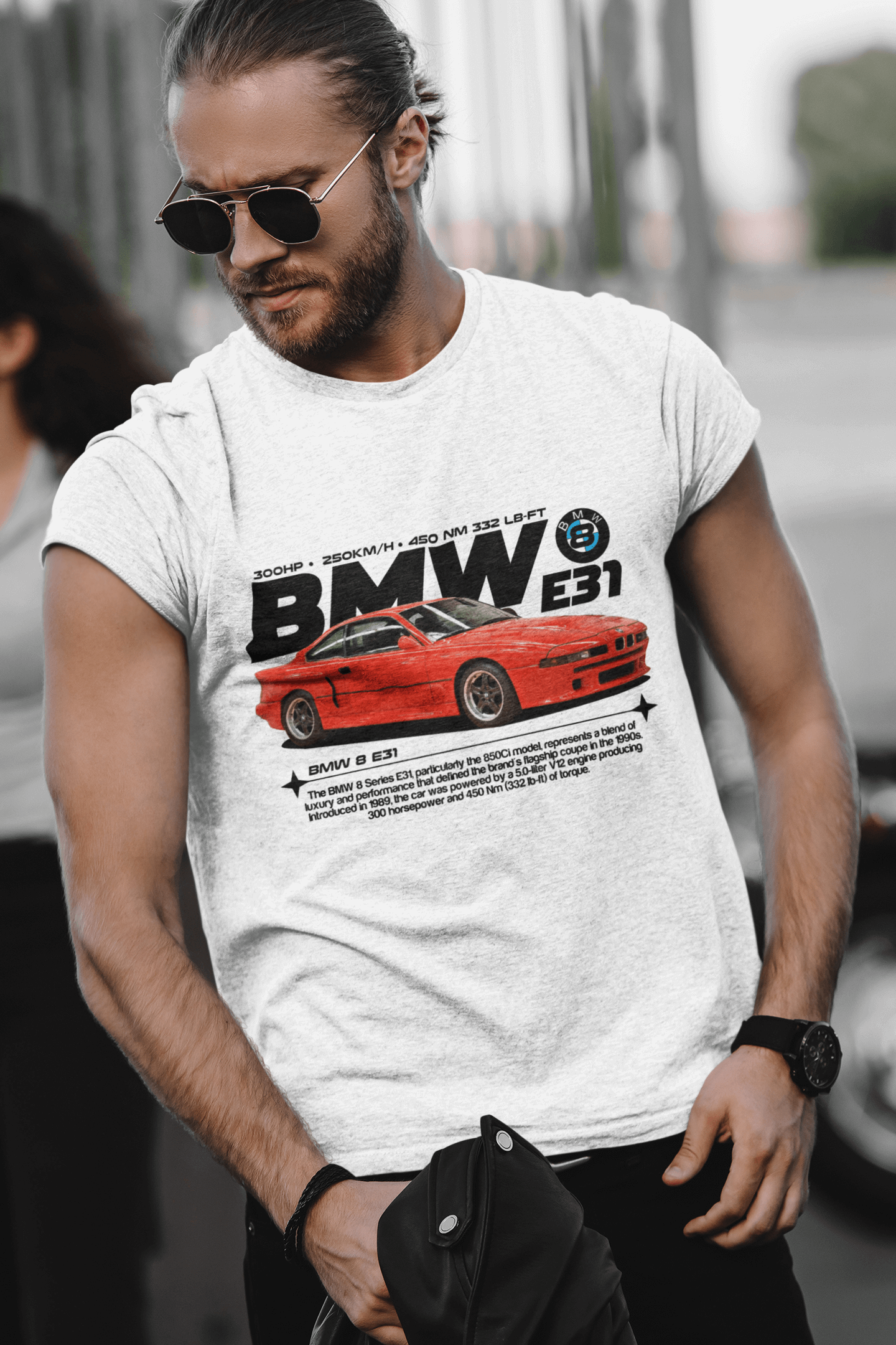 T-shirt graphique personnalisé BMW Série 8 E31 - Poster personnalisé « V12 Grand Tourer » 