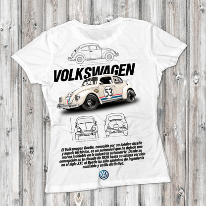 Volkswagen Beetle Custom Blueprint Tee - Iconic Air-Cooled Bug Graphic T-Shirt