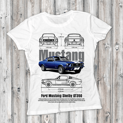Ford Mustang Shelby GT350 Graphic T‑Shirt — Blueprint & Photo