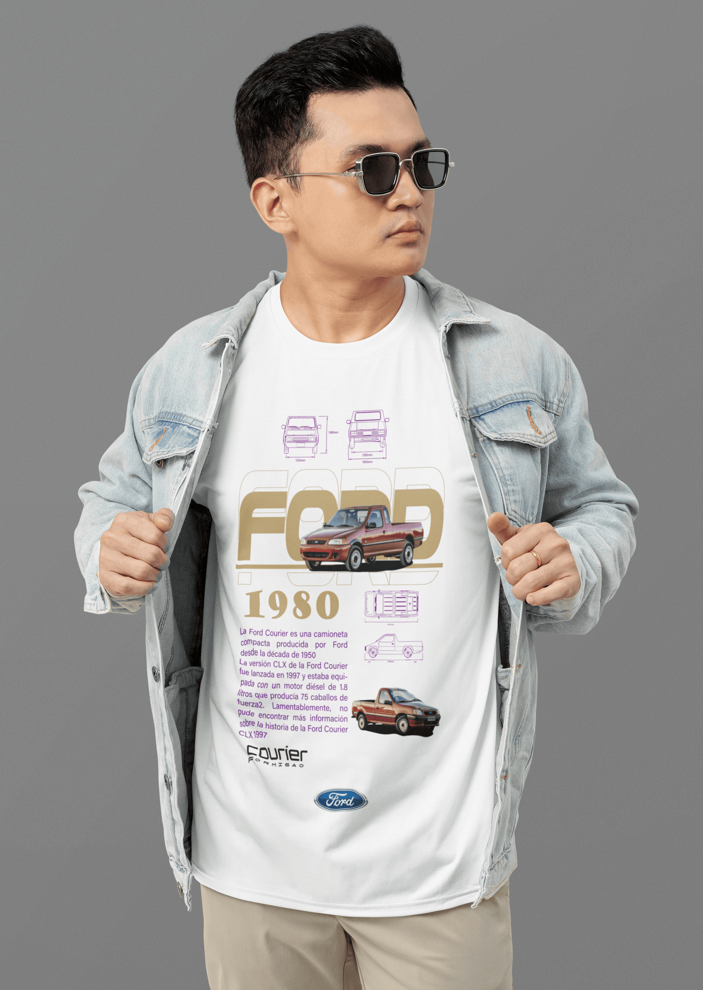 Ford Courier Pickup Graphic T-Shirt — Retro 1980 Poster