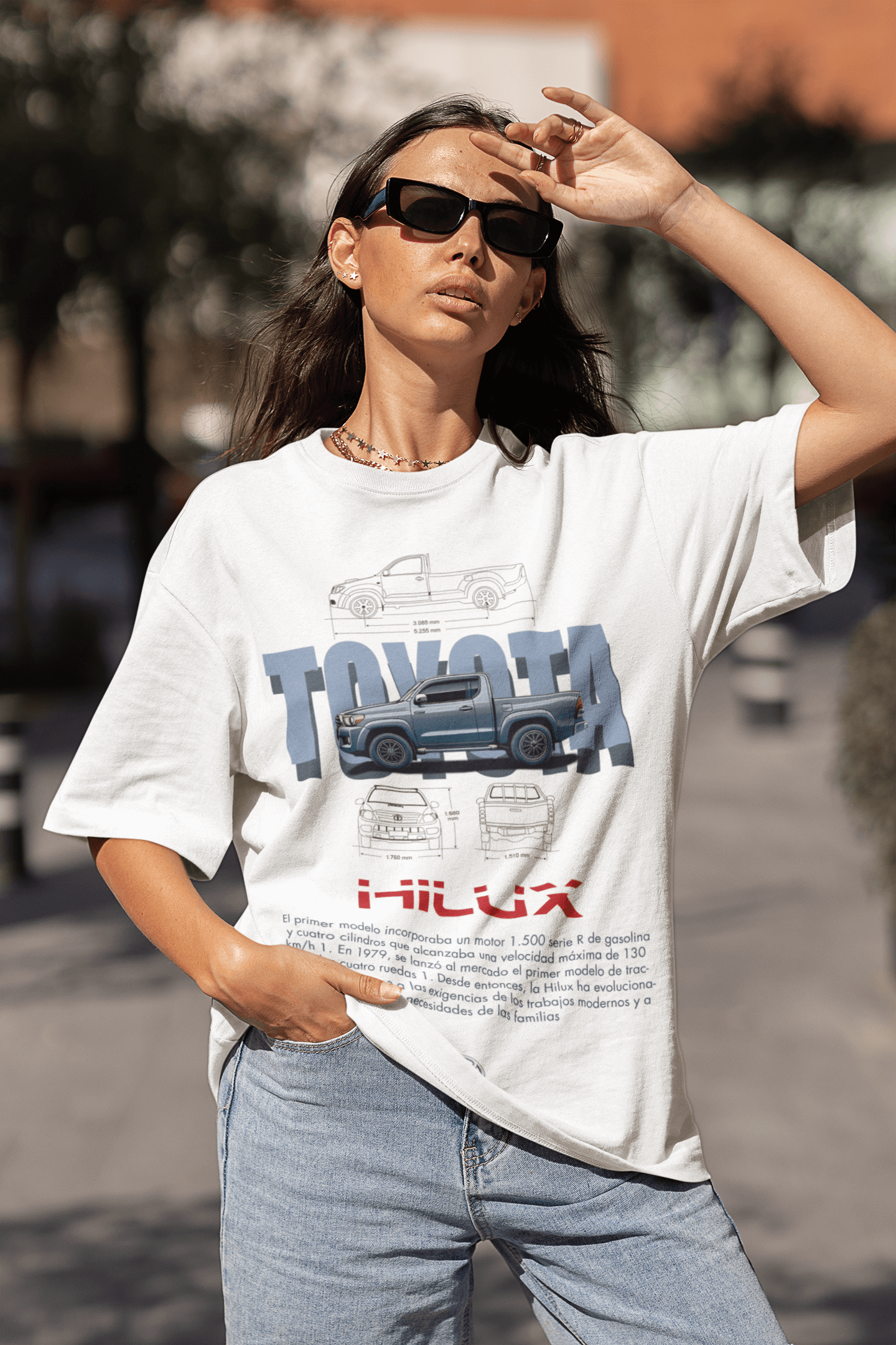 Toyota Hilux Pickup Graphic T-Shirt — Blueprint Back Print