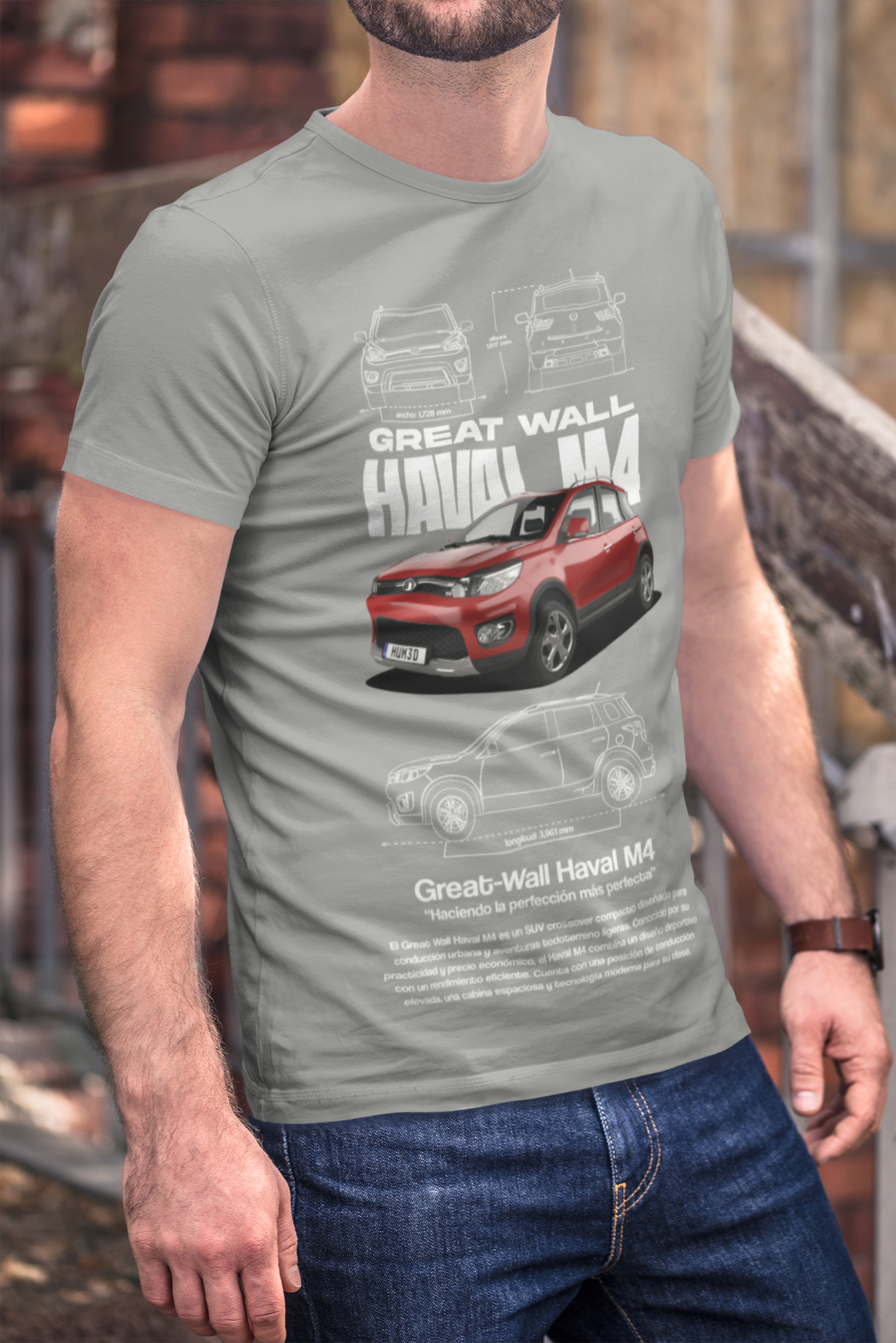 Great Wall Haval M4 Graphic T-Shirt — Photo & Line Sketch
