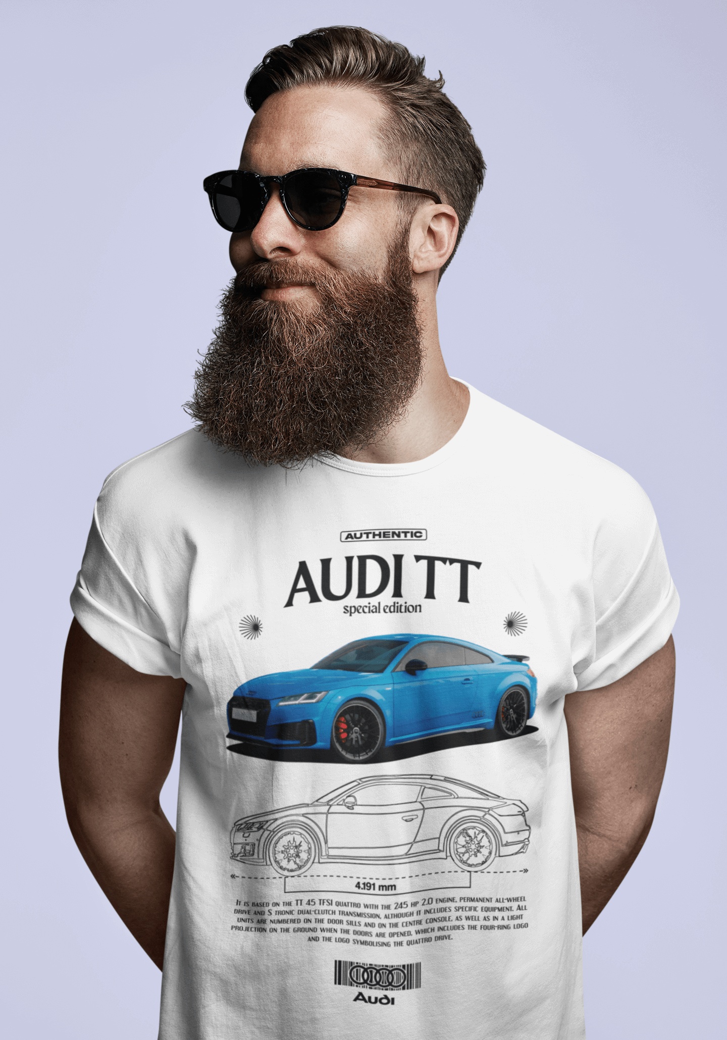 Audi TT Graphic T-Shirt — Photo & Line Sketch