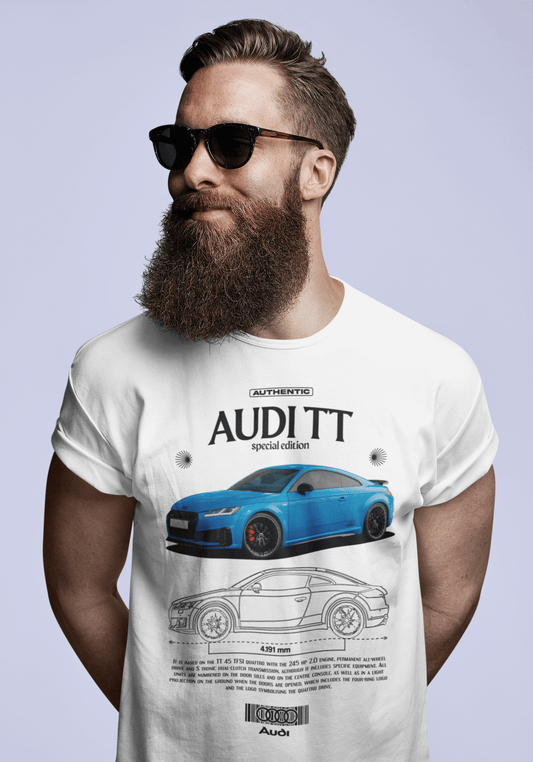 Audi TT Graphic T-Shirt — Photo & Line Sketch