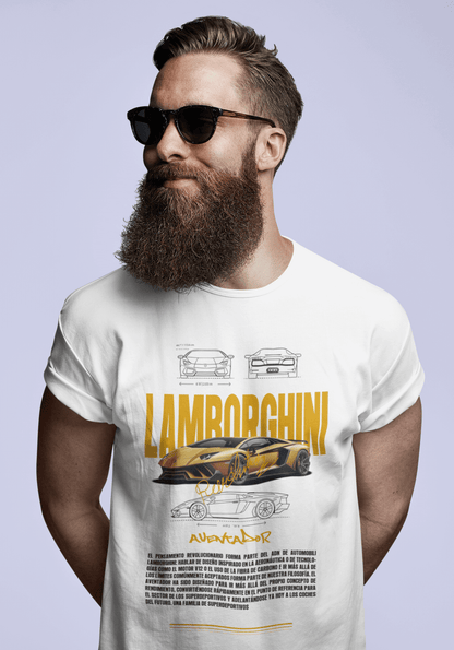 Lamborghini Aventador Graphic T-Shirt — Photo & Line Sketch