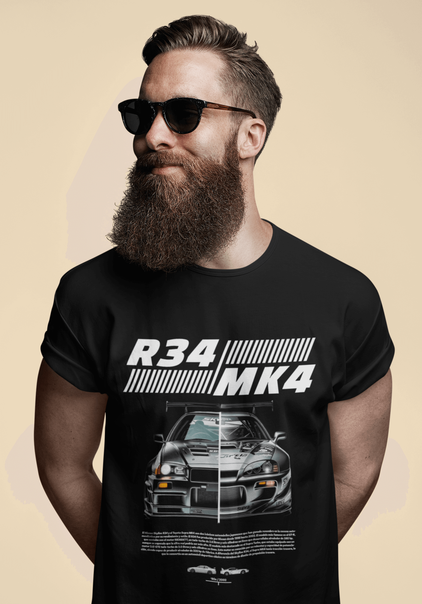 R34 & MK4 JDM Legends Graphic T-Shirt — Split Front View Design