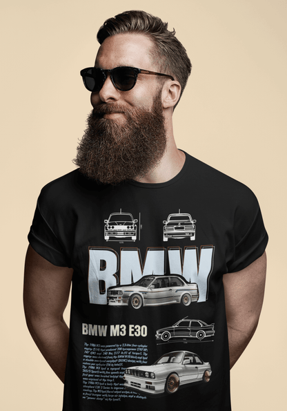 T-shirt graphique personnalisé BMW M3 E30 Heritage - T-shirt technique personnalisé « Parrain de la M » 