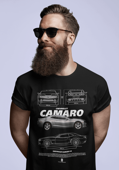 Custom Chevrolet Camaro SS Technical Blueprint Tee - Personalized Super Sport Muscle Graphic Shirt