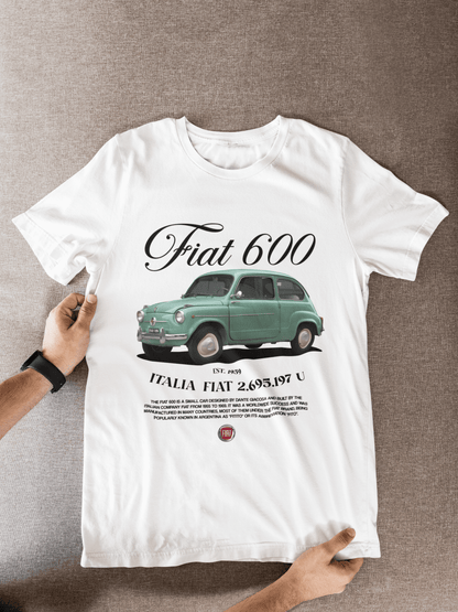 Fiat 600 Graphic T-Shirt — Vintage Script & Photo