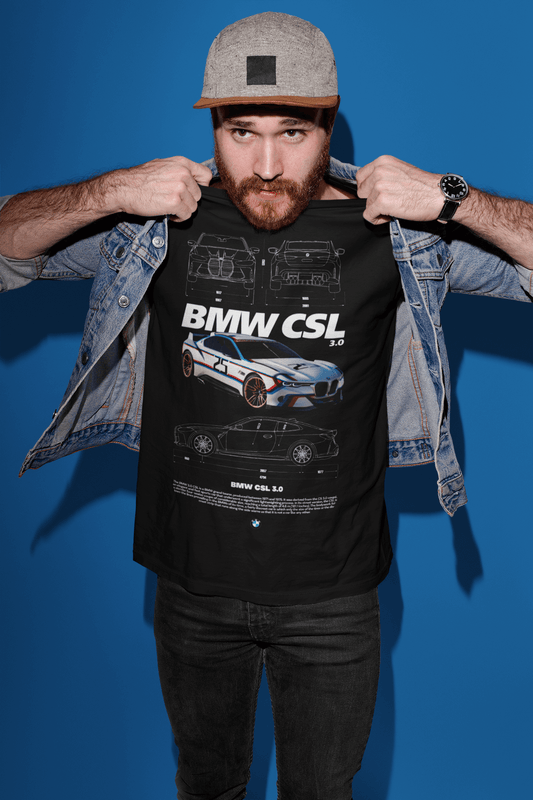 BMW CSL 3.0 Graphic T‑Shirt — Racing Poster Artwork