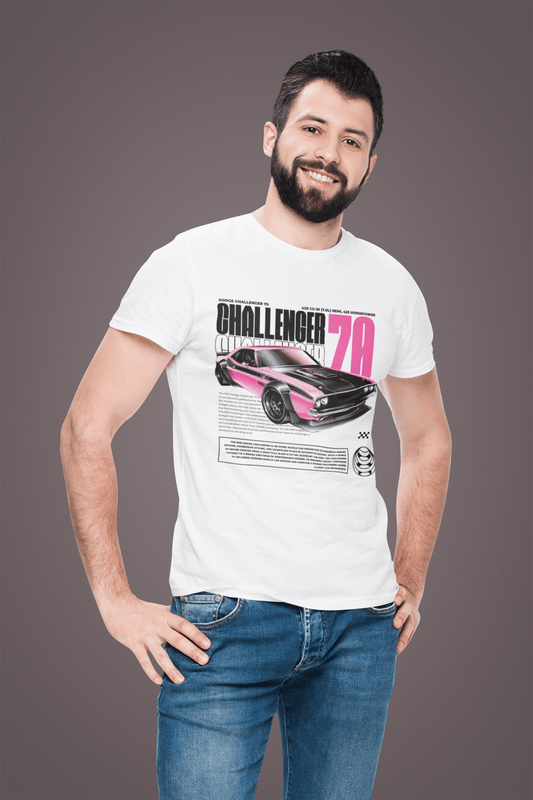 Dodge Challenger ’70 426 HEMI Graphic T‑Shirt — Racing Poster Artwork