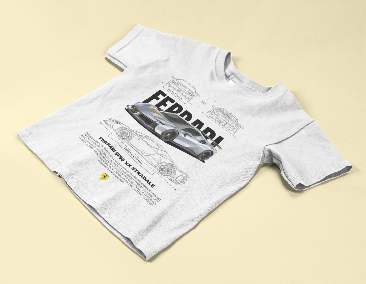 Ferrari SF90 XX Stradale Graphic T-Shirt — Photo & Line Sketch