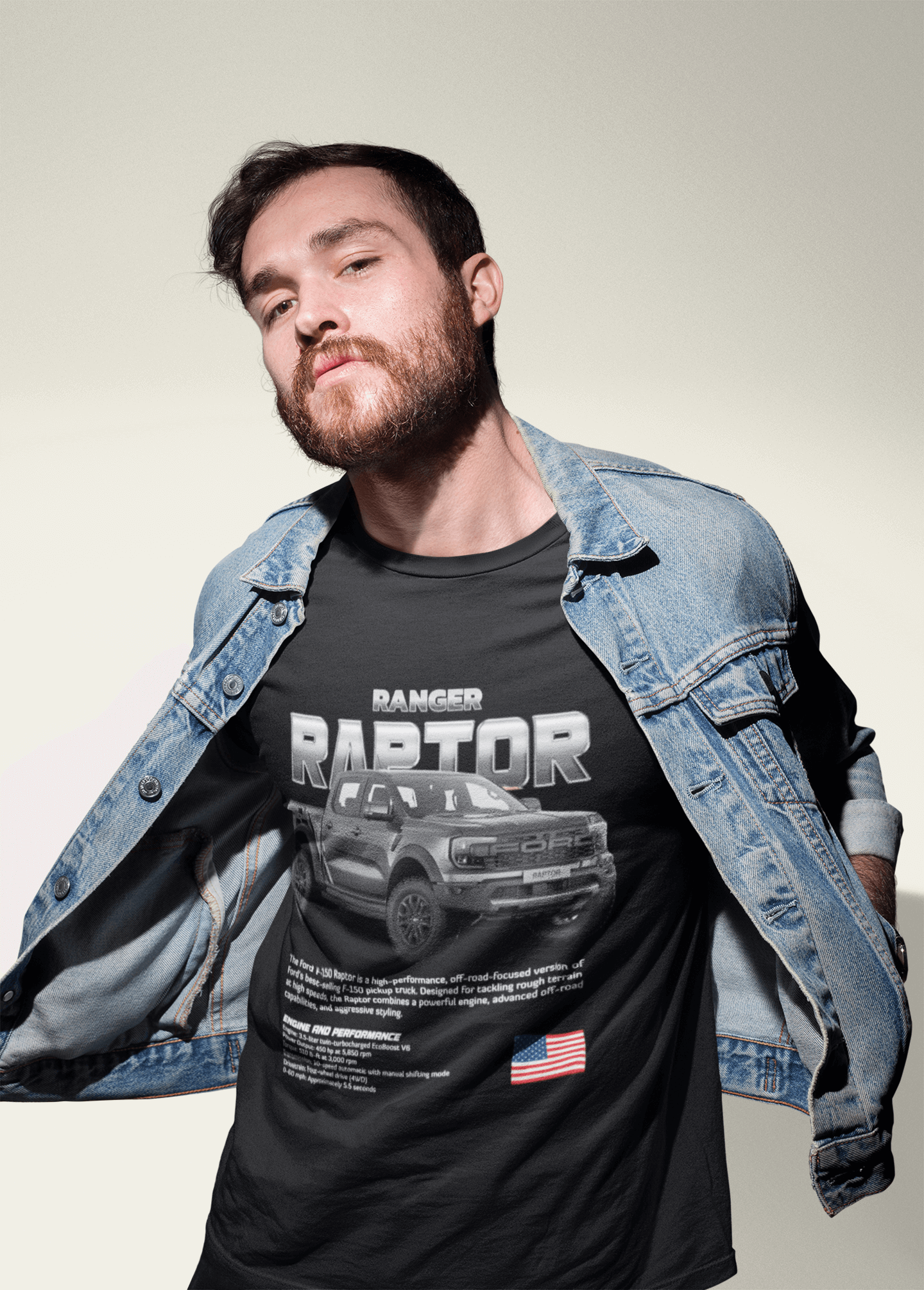 Ford Ranger Raptor Graphic T‑Shirt — Blacked‑Out Photo Poster
