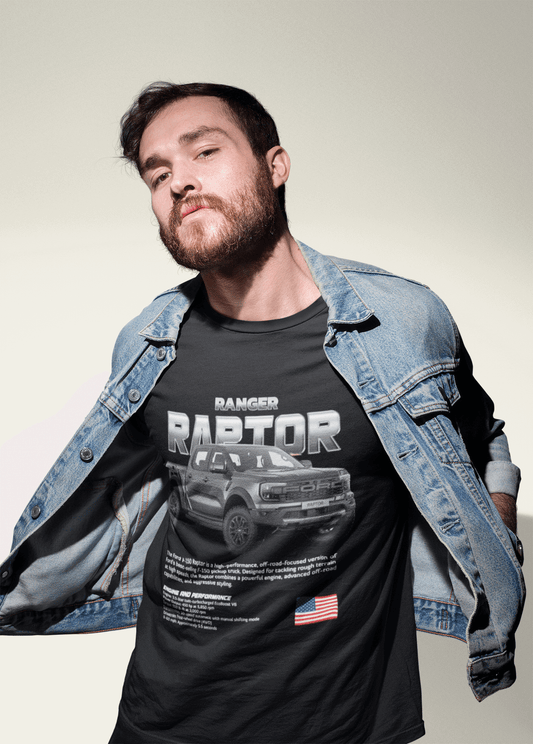 Ford Ranger Raptor Graphic T‑Shirt — Blacked‑Out Photo Poster