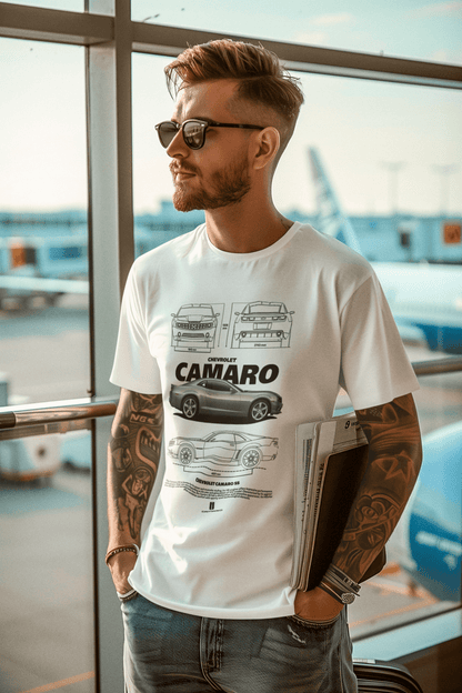 Custom Chevrolet Camaro SS Technical Blueprint Tee - Personalized Super Sport Muscle Graphic Shirt