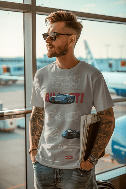 Bugatti Veyron & Chiron Evolution Custom Graphic Tee - Personalized Hypercar Blueprint Shirt