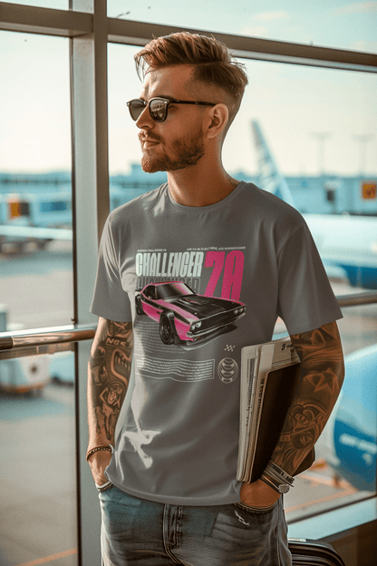 Dodge Challenger ’70 426 HEMI Graphic T‑Shirt — Racing Poster Artwork
