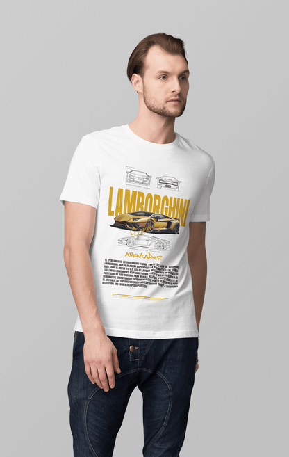 Lamborghini Aventador Graphic T-Shirt — Photo & Line Sketch
