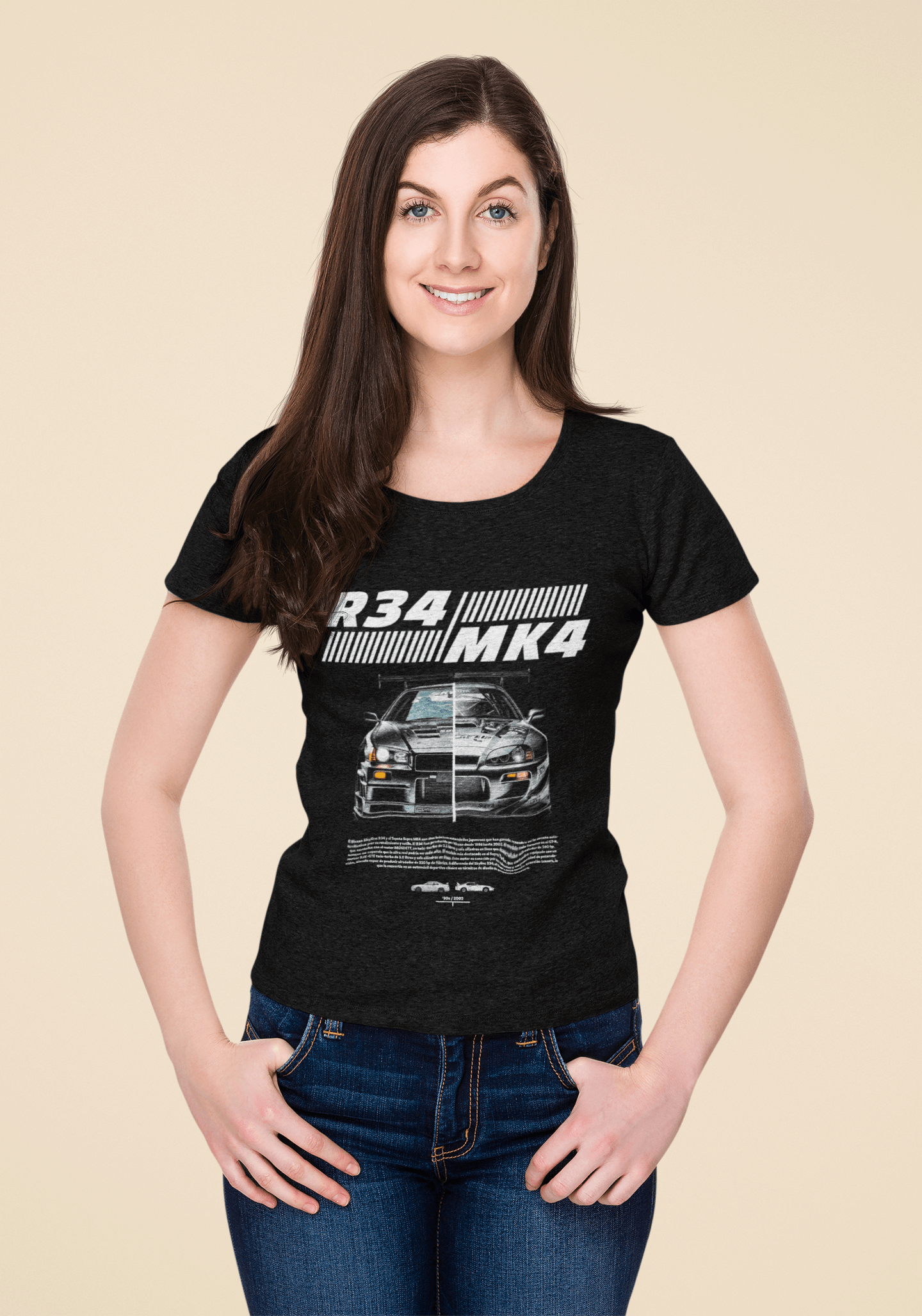 R34 & MK4 JDM Legends Graphic T-Shirt — Split Front View Design