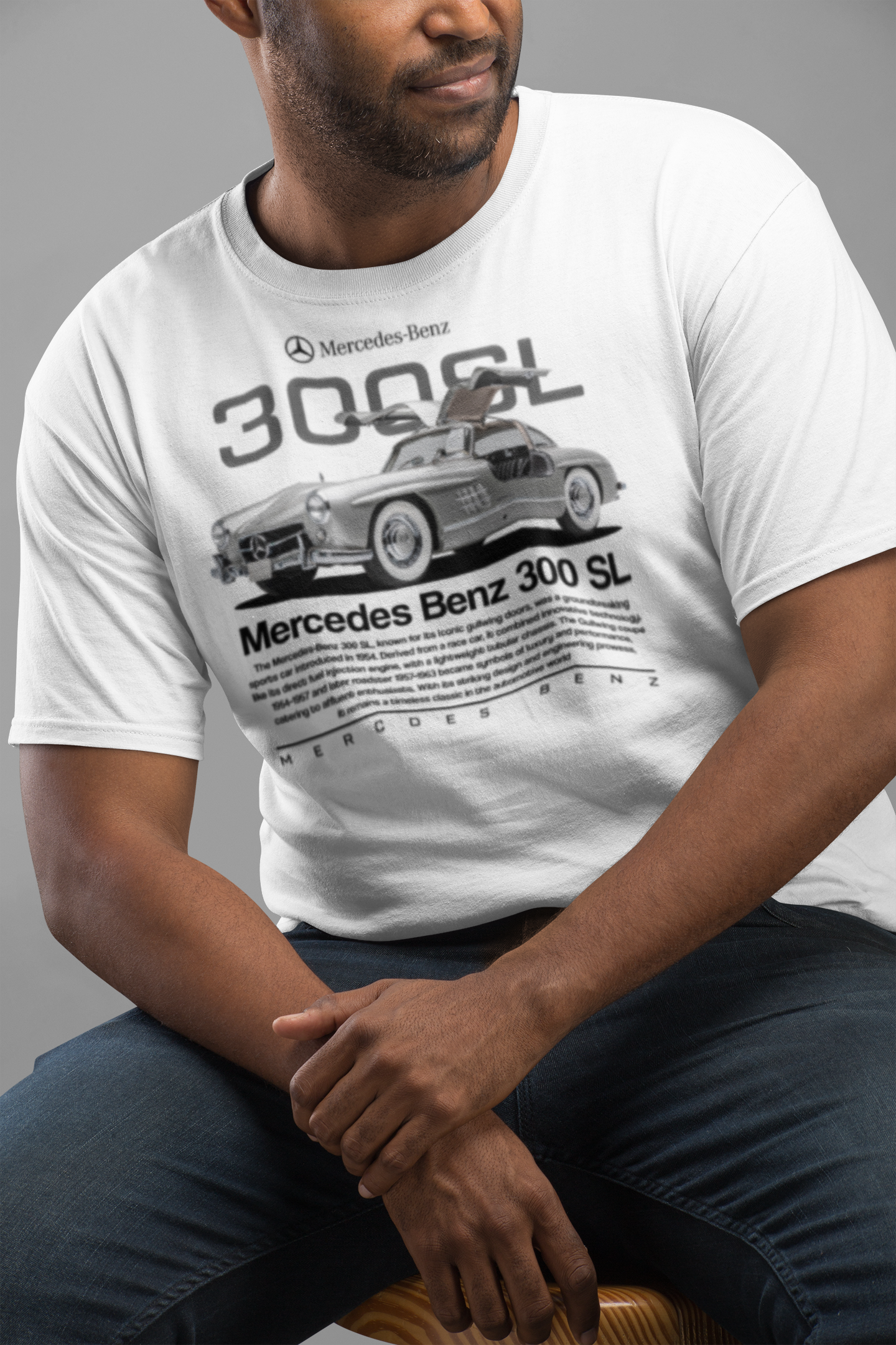 Mercedes‑Benz 300 SL Gullwing Graphic T‑Shirt — Photo & Poster Layout