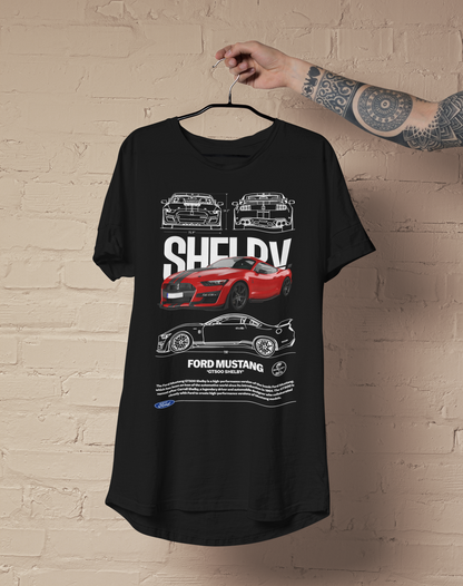 Ford Mustang GT500 Shelby Graphic T-Shirt — Blueprint Poster Artwork