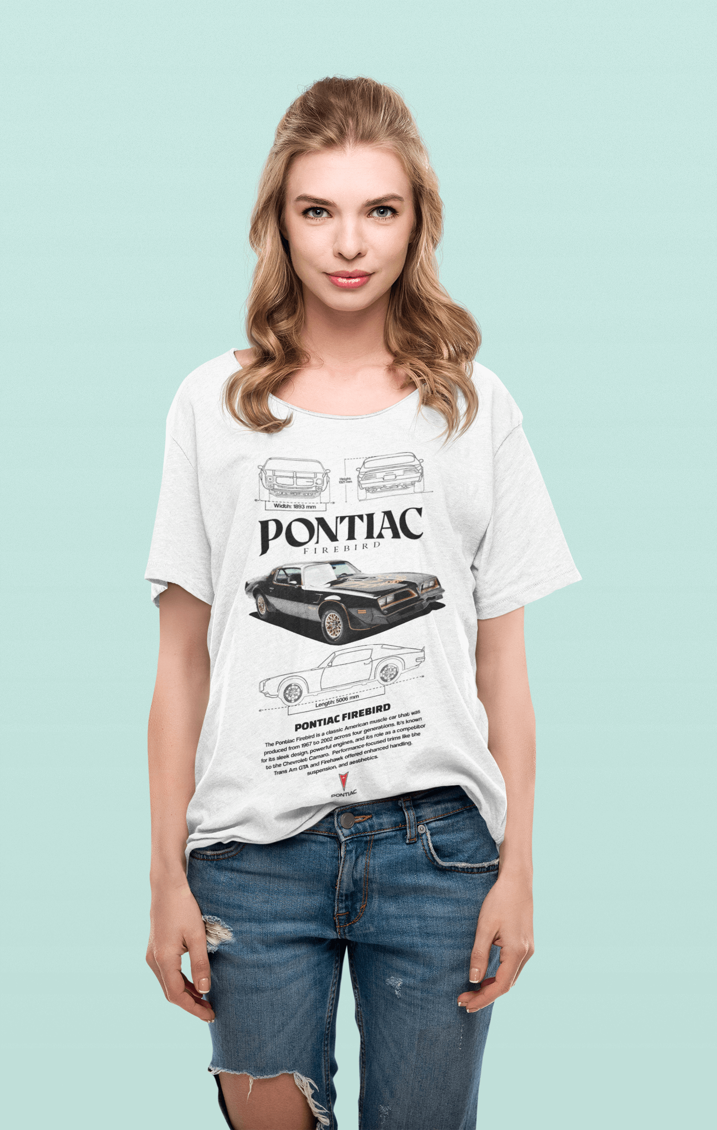 Pontiac Firebird Graphic T-Shirt — Blueprint & Photo Poster