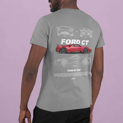 Ford GT (2017) Graphic T‑Shirt — Blueprint & Photo