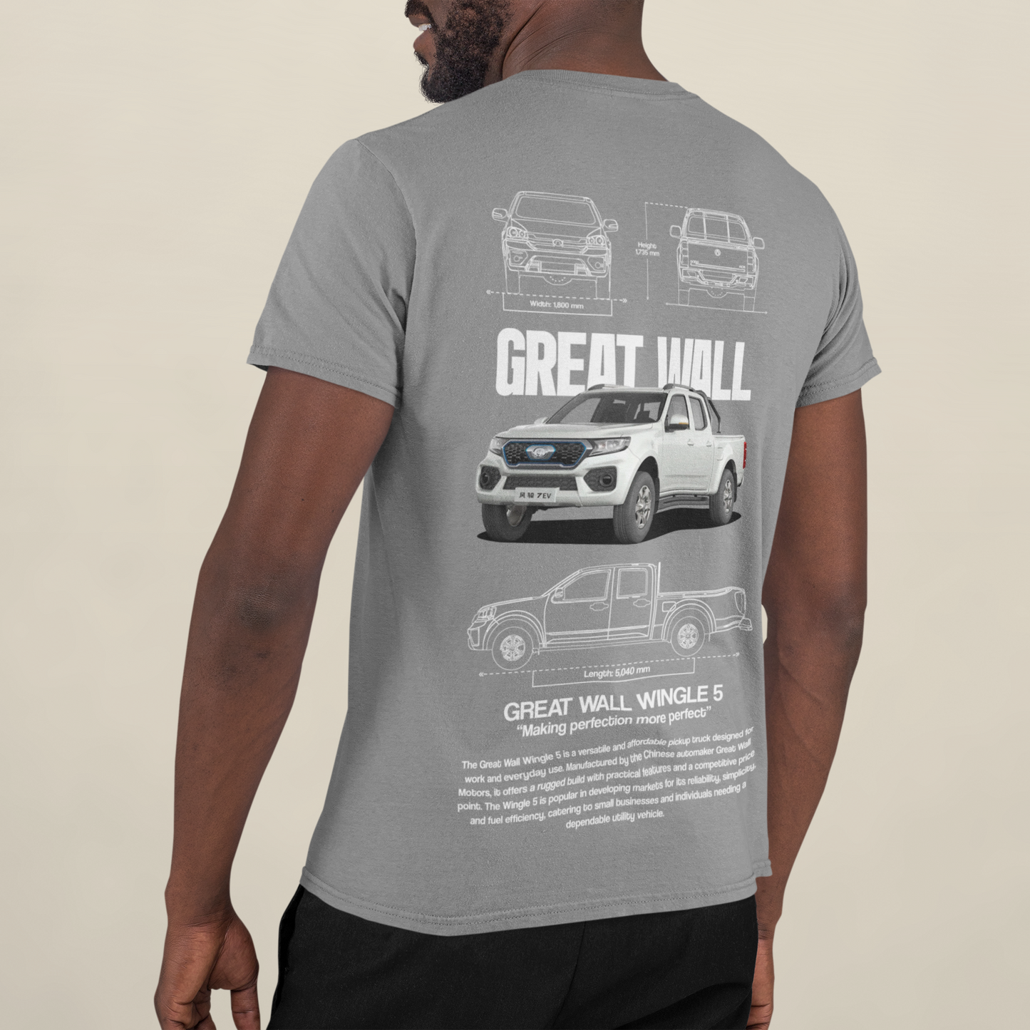 Great Wall Wingle 5 Graphic T‑Shirt — Photo & Line Sketch