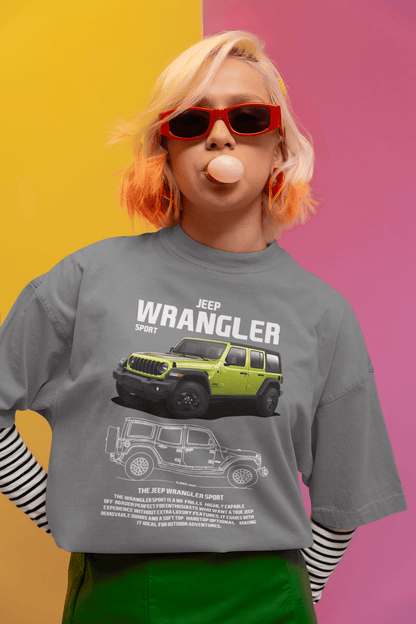 Jeep Wrangler Sport Graphic T-Shirt — Photo & Line Sketch
