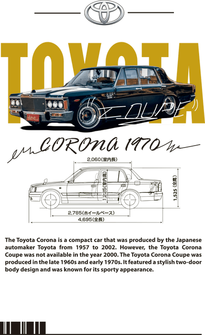 Toyota Corona 1970 Graphic T-Shirt — Blueprint Style