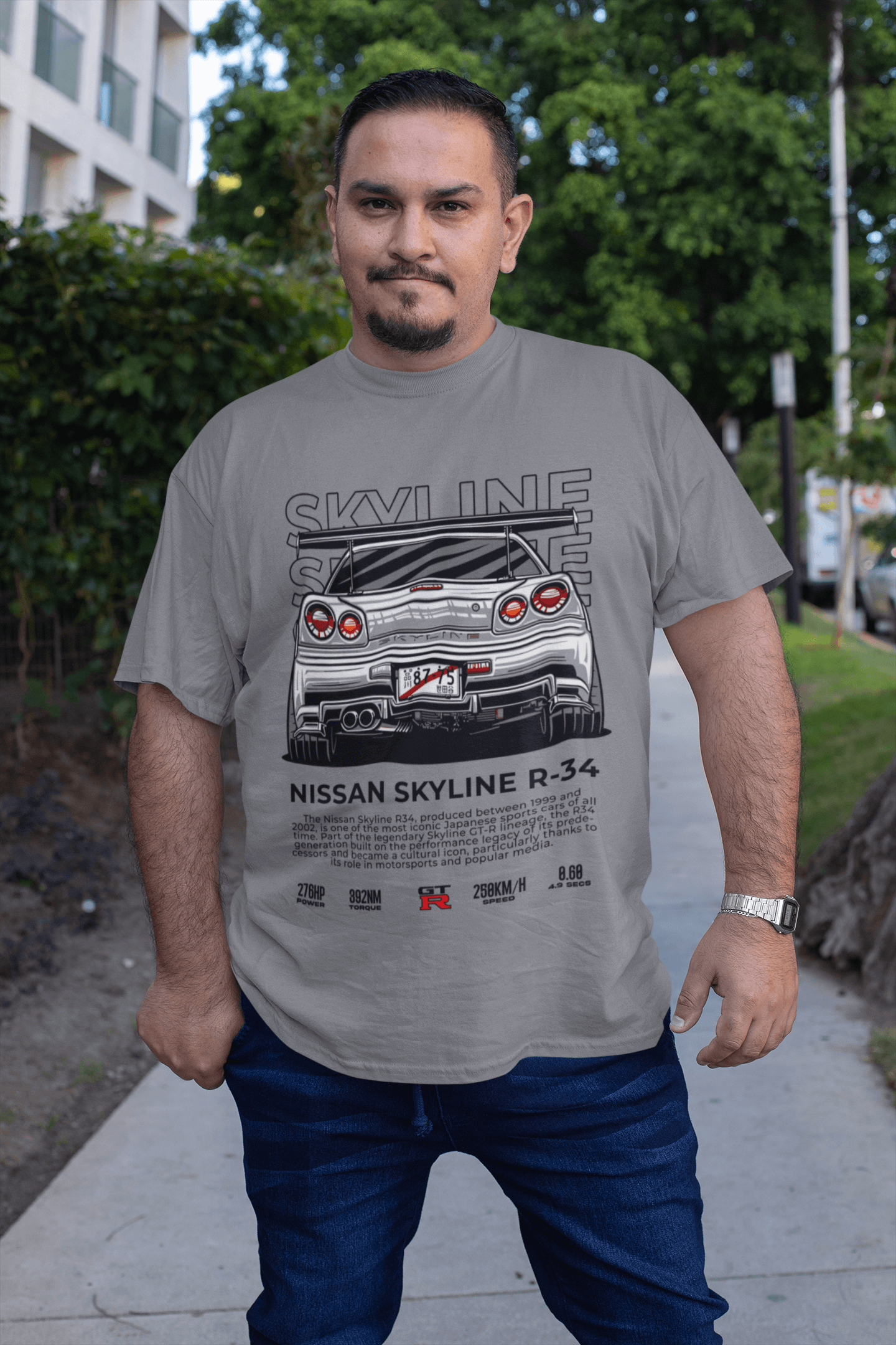 Nissan Silvia s14 Graphic T-Shirt — Rear View Illustration