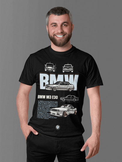 T-shirt graphique personnalisé BMW M3 E30 Heritage - T-shirt technique personnalisé « Parrain de la M » 