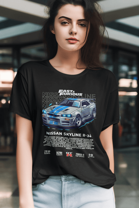 Nissan Skyline R34 Graphic T-Shirt — Fast & Furious Inspired JDM Tee
