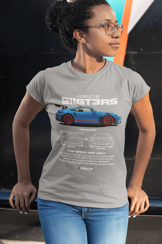 Porsche 911 GT3 RS Graphic Tee — Overview Blueprint Poster