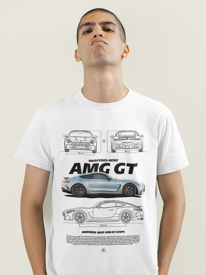 Mercedes‑Benz AMG GT Coupe Graphic T‑Shirt — Photo & Line Sketch