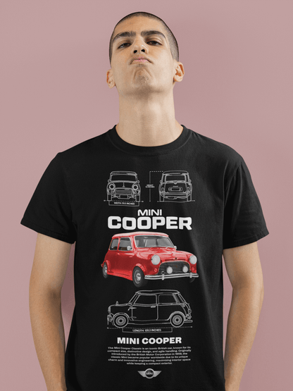 MINI Cooper Classic Graphic T-Shirt — Photo & Blueprint Illustration