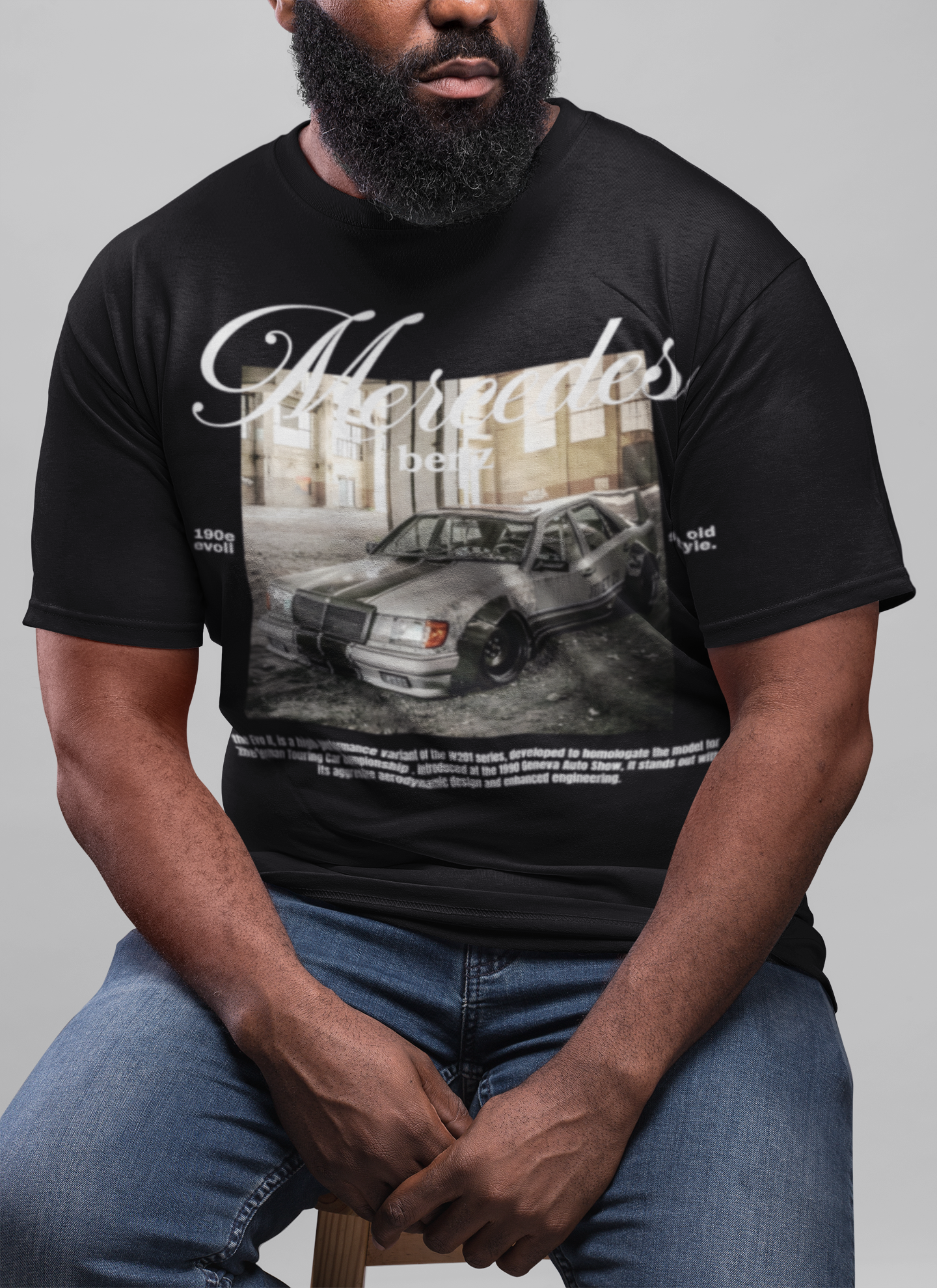Mercedes-Benz 190E Evo II Graphic T-Shirt — Photo Poster (Silver)