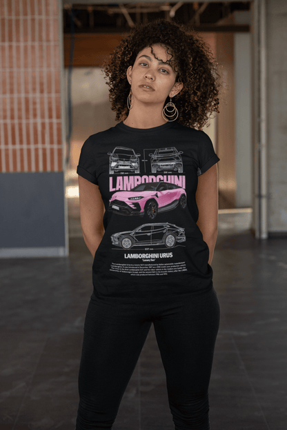 Lamborghini Urus Graphic T-Shirt — Photo & Line Sketch