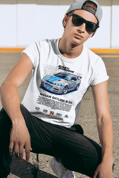Nissan Skyline R34 Graphic T-Shirt — Fast & Furious Inspired JDM Tee