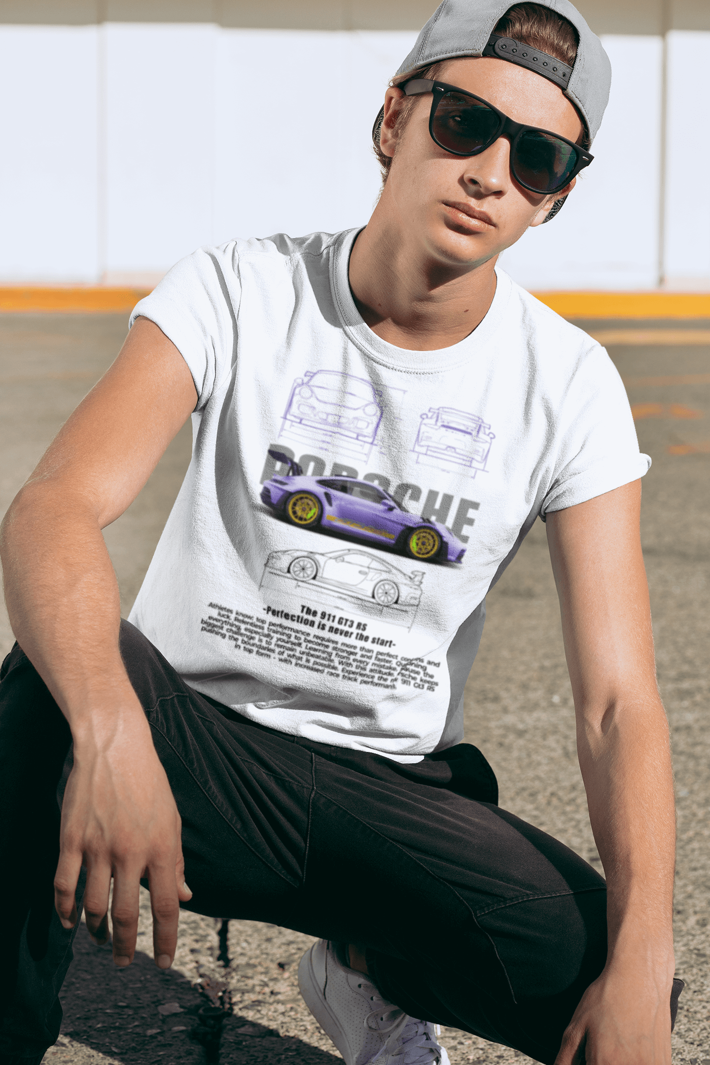 Porsche 911 GT3 RS Graphic T-Shirt — Blueprint & Photo