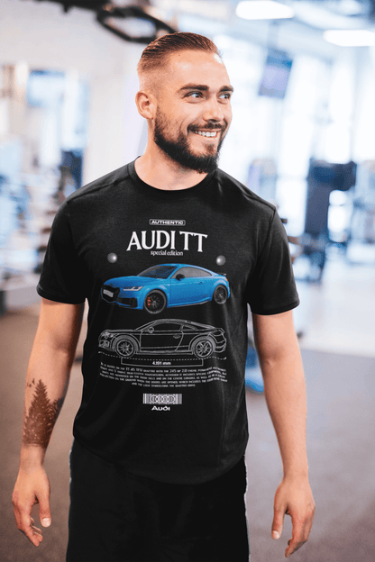 Audi TT Graphic T-Shirt — Photo & Line Sketch