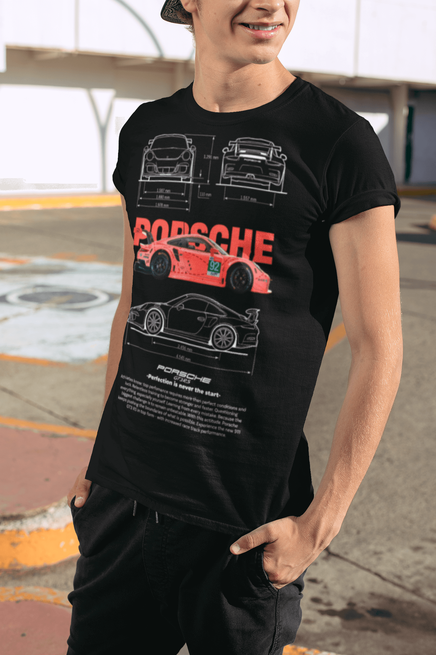 Porsche 911 GT3 RS Graphic Tee — Pink Blueprint Perfection Poster