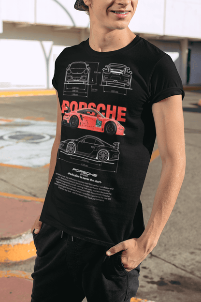 Porsche 911 GT3 RS Graphic Tee — Pink Blueprint Perfection Poster